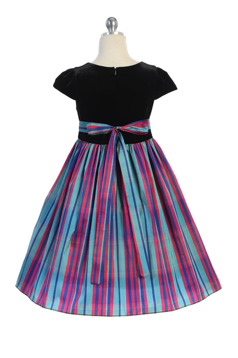 Velvet Sleeve Plaid Dress