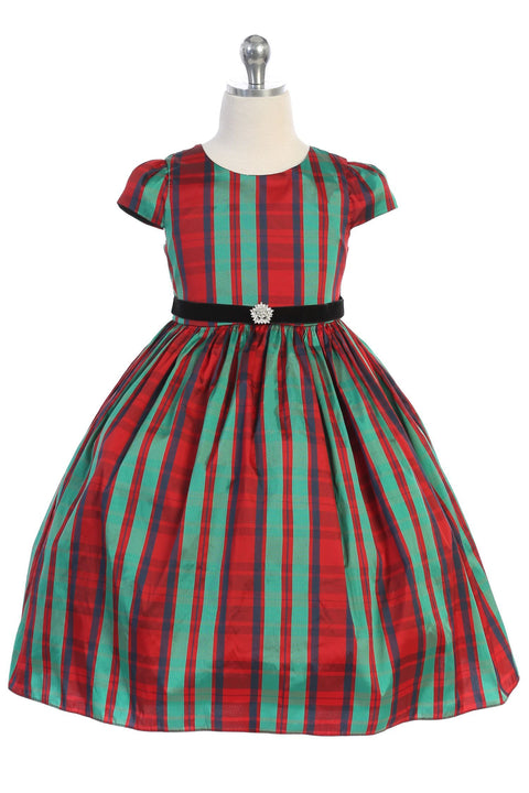 Plus Size Classic Plaid Sleeve Dress