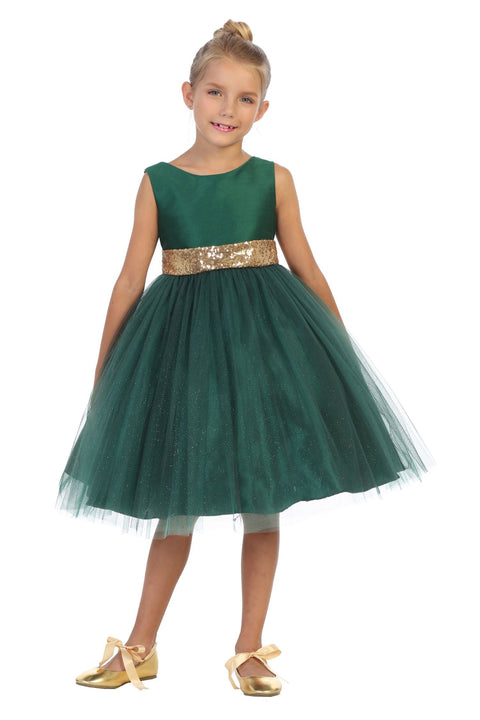 Plus Gold Sequin Back V Dress