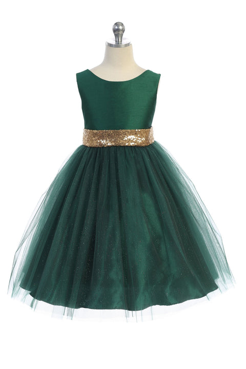 Plus Gold Sequin Back V Dress