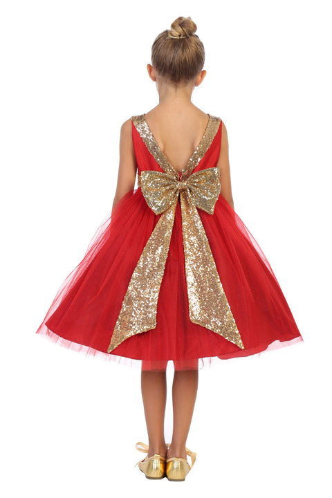 Plus Gold Sequin Back V Dress
