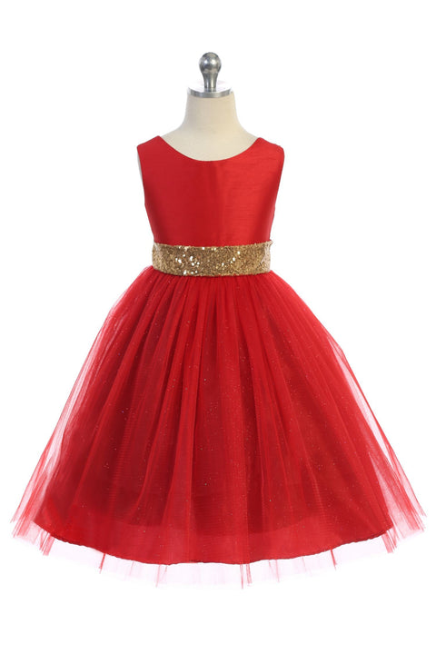 Gold Sequin Back V Dress