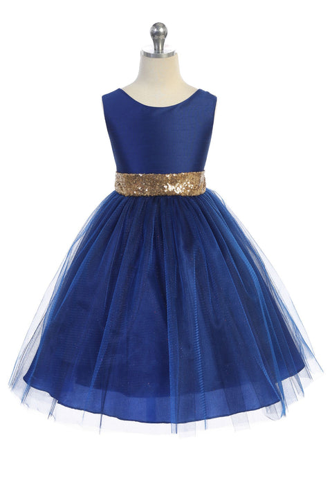 Gold Sequin Back V Dress