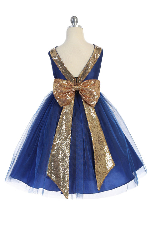 Plus Gold Sequin Back V Dress