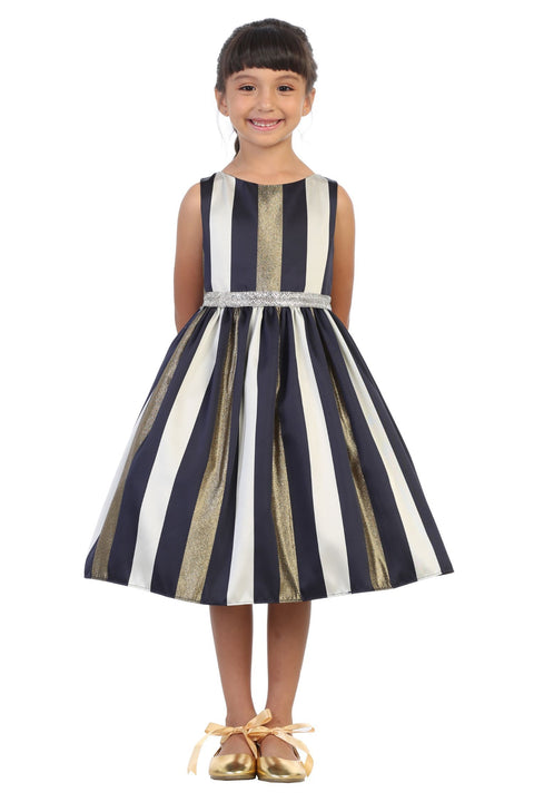 Gold Metallic Stripe Dress