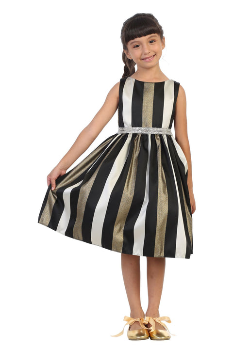 Gold Metallic Stripe Dress