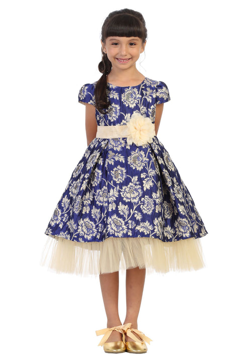 Brocade Peaking Tulle Dress