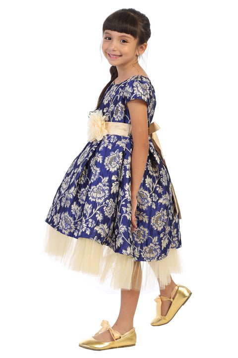 Brocade Peaking Tulle Dress