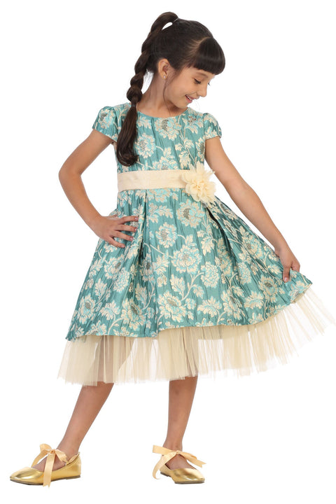 Brocade Peaking Tulle Dress
