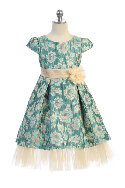Brocade Peaking Tulle Dress