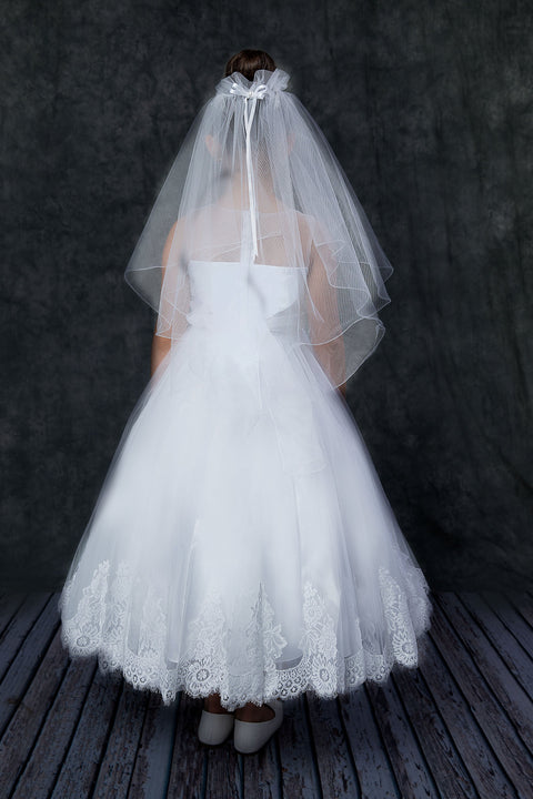 Lace Appliqué Illusion Bateau Dress