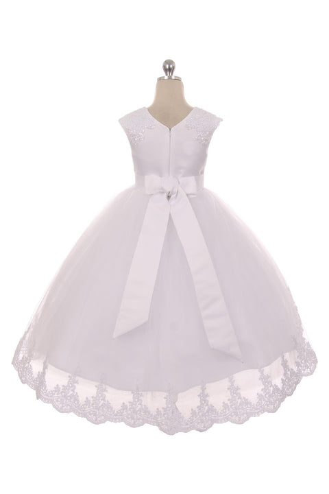 Lace Appliqué Swoop Train Dress