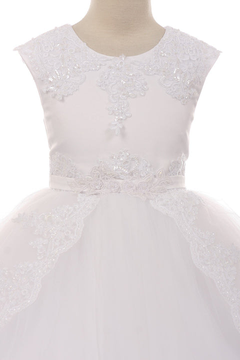 Lace Appliqué Swoop Train Dress