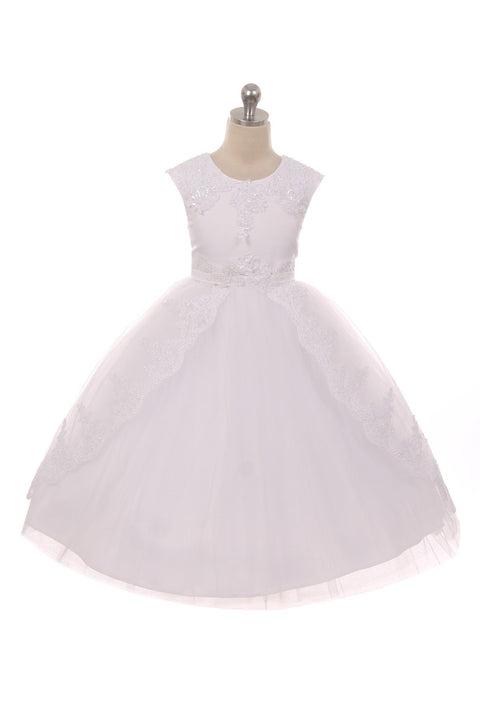Lace Appliqué Swoop Train Dress