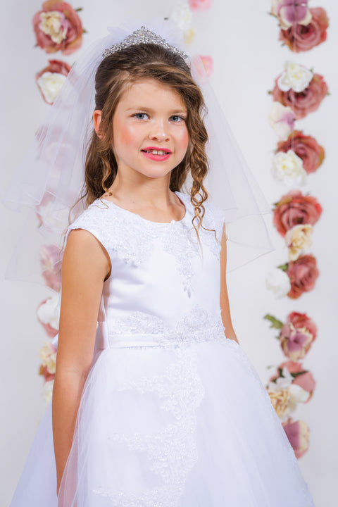 Lace Appliqué Swoop Train Dress