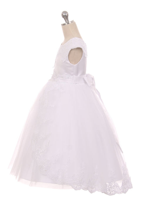 Lace Appliqué Swoop Train Dress