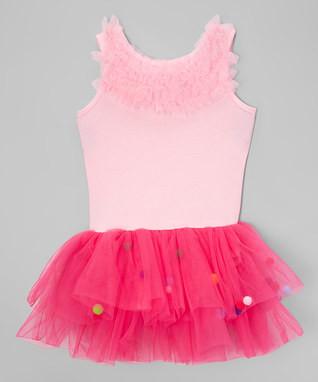 Pink & Hot Pink PomPom Ballet  Dress