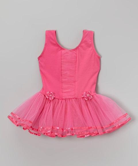 Hot Pink Ruffle -Front Ballet Dress