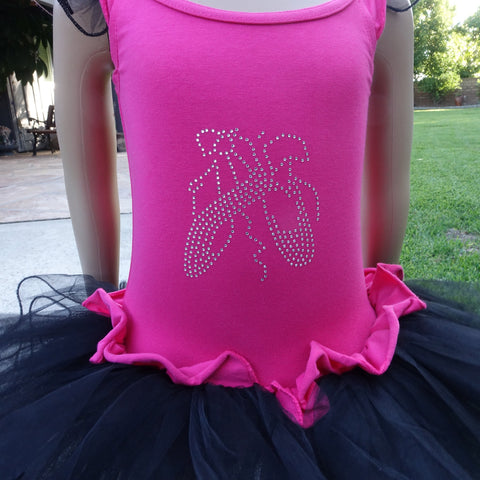 Hot Pink Ballet Shoes Ballet Dress Attached Black Tutu