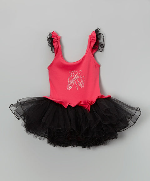 Hot Pink Ballet Shoes Ballet Dress Attached Black Tutu