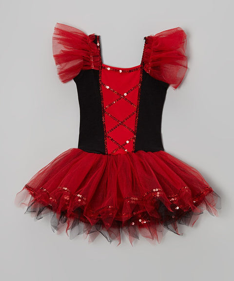Red/Black Cross Lines Ballet Dress