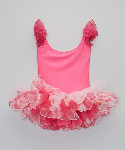 Fuchsia/Pink Wave Trim Lycra Ballet Dress