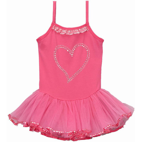 Hot Pink Rhinestone Heart Ballet  Dress