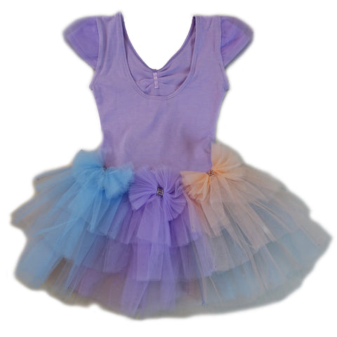 3 Color Bows & Tutu Purple Ballet Dress