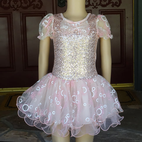 Coral Sequins Short Sleeve Dress