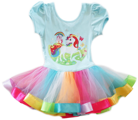 Blue Unicorn Rainbow Ballet Dress