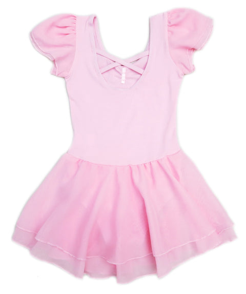 Pink Chiffon Sleeve Bow Skirted  Ballet Dress