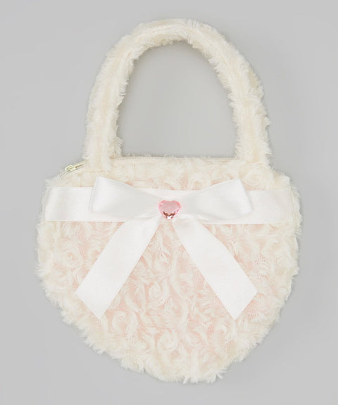 White Heart Velvet Purse