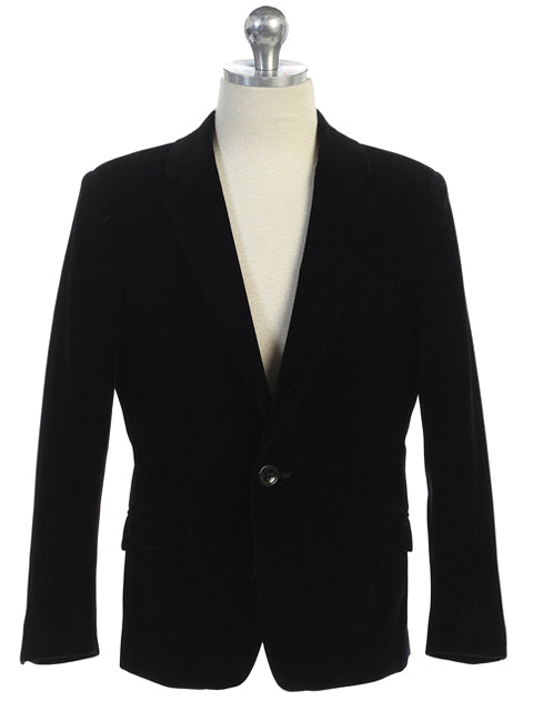 Boys Black Velvet Blazer Notch Lapel
