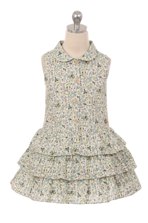 Layered Collar Button Cotton Dress