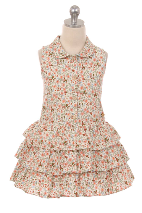 Layered Collar Button Cotton Dress