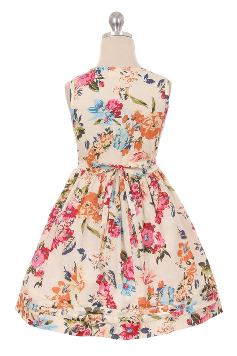 Bold Floral Print Button Cotton Summer Dress