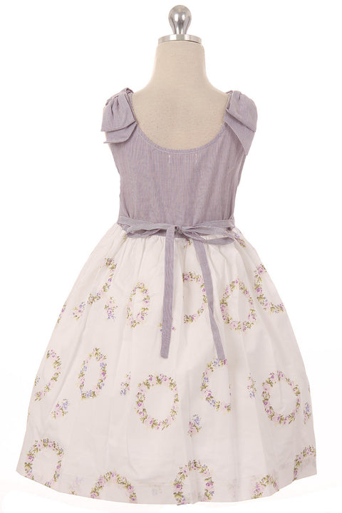 Cotton Shoulder Bow Button Dress