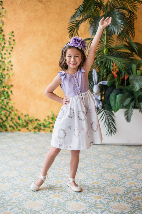 Cotton Shoulder Bow Button Dress