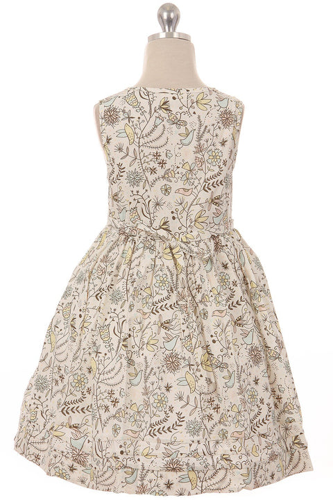 Bird Print Button Dress