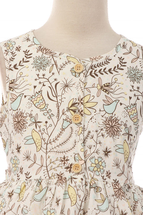 Bird Print Button Dress