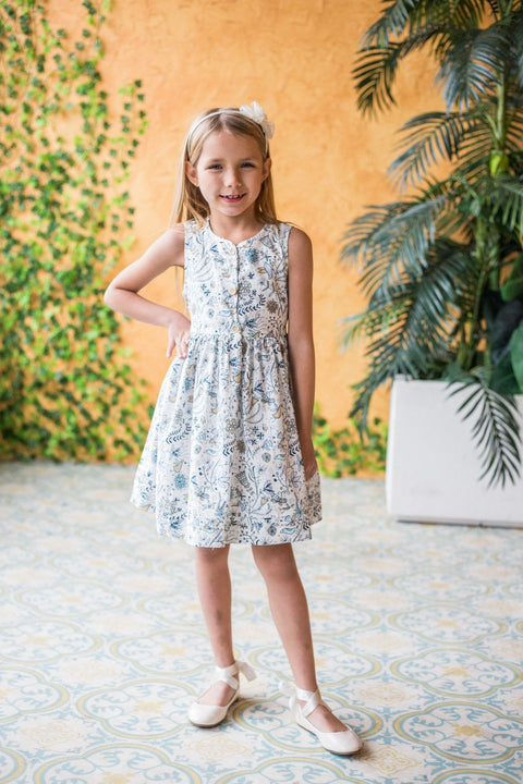 Bird Print Button Dress