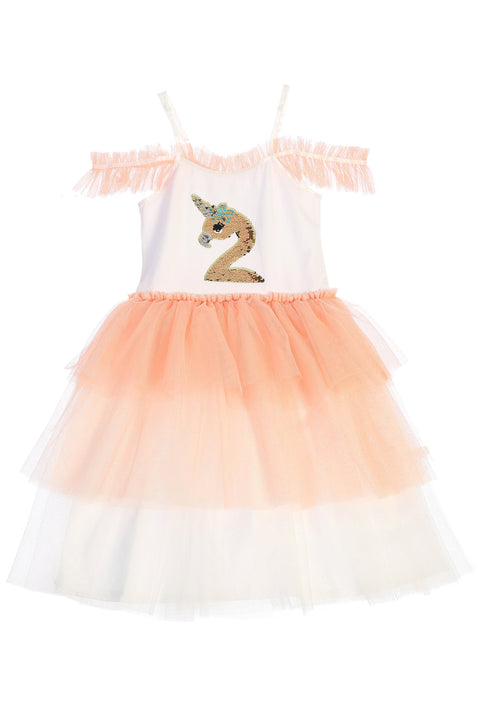 Flamingo-corn Flip Sequin Tutu Dress