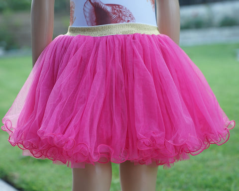 Gold Elastic Hot Pink Tutu Skirt