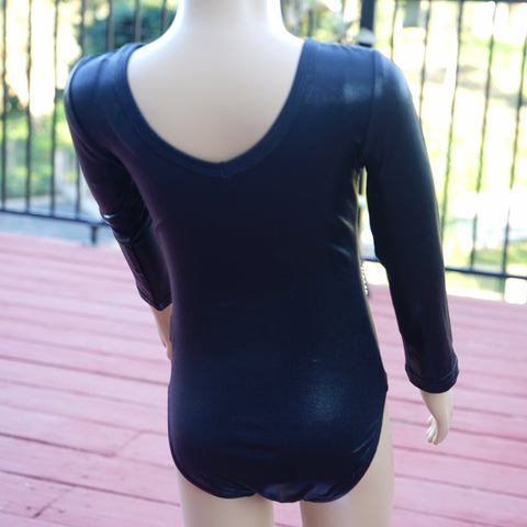 Black Long Sleeve  Rhinestone Competition Leotard