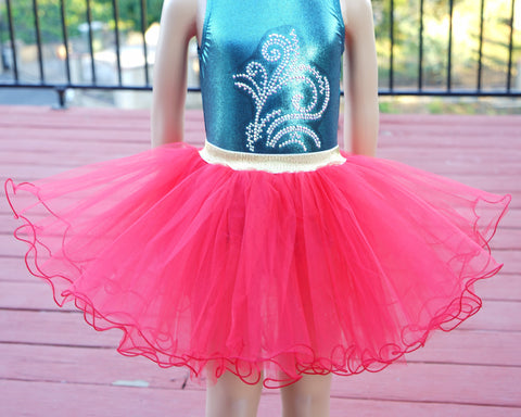 Gold Elastic Red Tutu Skirt