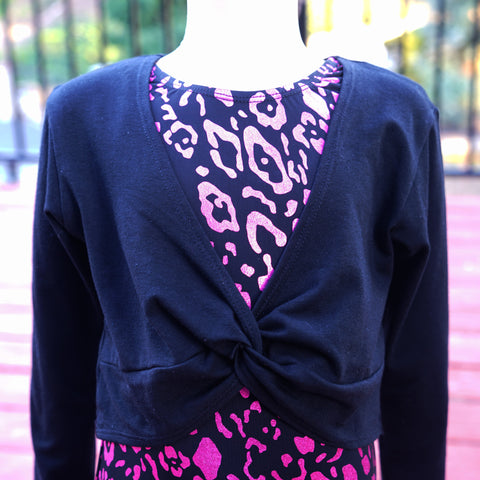 Black Ballet Girl Heart Wrap Top