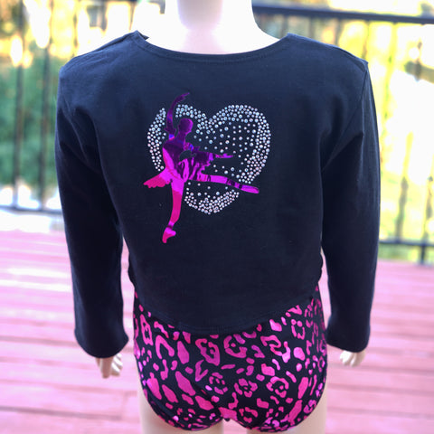 Black Ballet Girl Heart Wrap Top