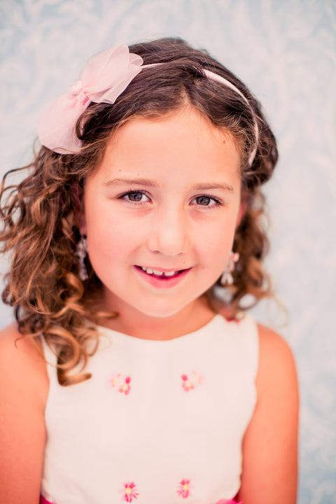 Organza Bow Headband W/ Satin Flower