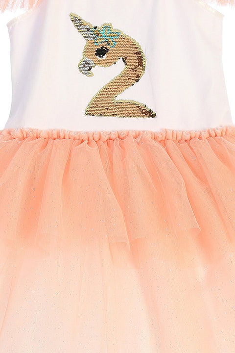 Flamingo-corn Flip Sequin Tutu Dress
