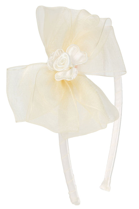 Organza Bow Headband W/ Satin Flower